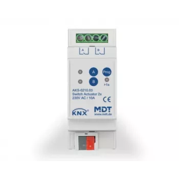 MDT KNX sklopni aktuator 2-kanalni, 2TE REG, 10A, 230V AC AKS-0210.03