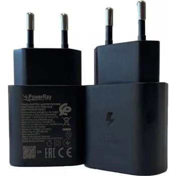 PowerRay PR-TA800EBE 18W USB-C PD zidni punjač, EU 2-Pin, crni, bulk