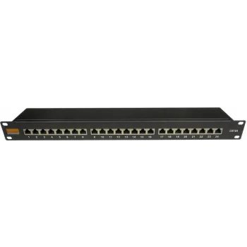 IT-BUDGET 19 inch poslovni patch panel, oklopljeni, Cat.6A, 24 porta, 1U, PoE+ Ready, integrirana zaštita od prašine, crni (90ITBPP6ASSS)