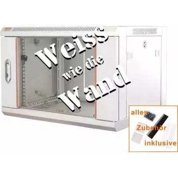 IT-BUDGET 19 inch mrežni ormar SWA - 4U - ŠxD 570x450 mm - staklena vrata - uklonjive bočne strane - zidna i podna montaža - set pribora - čisto bijeli (90ITB19WS4645GW)