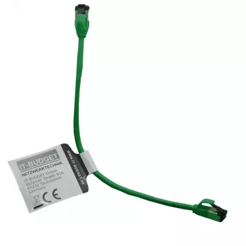 IT-BUDGET Cat.8.1 Slim patch kabel, S/FTP, 40 Gbps, 2000 MHz, zeleni, 0,15 m 90ITBSLIM81PK015GR