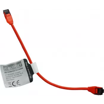 IT-BUDGET Premium Slim Cat.8.1 patch kabel - puni bakar, AWG 28, 2000 MHz, PoE+, 40 Gbit/s, halogen-free, crveni, 0,15 m 90ITBSLIM81PK015R