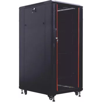 IT-BUDGET 19 inch server rack SRK - 27U - 800x800 mm - staklena/čelična vrata - kabelski kanali - sastavljen - crni (99ITB19SRK2788GSNM)