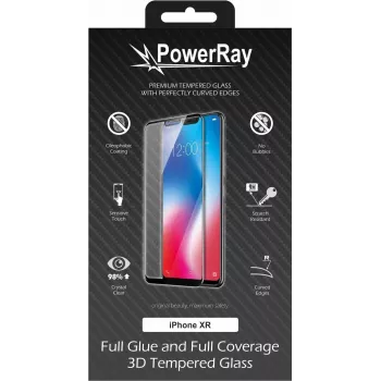 PowerRay Ultra Durable 3D Full Glue staklena zaštitna folija za zaslon za iPhone XR, crna PR-3DFGIPHXRBL
