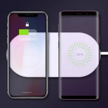 CYOO CY120899 mini dvostruki bežični punjač za mobitel - bijeli - Qi standard