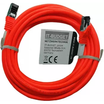 IT-BUDGET Cat.8.1 S/FTP patch kabel, 5 m, crveni, 40 Gbps, puni bakar, LSZH, PoE+ 90ITBFLEX81PK5R