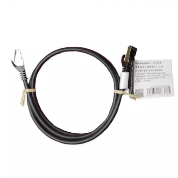 IT-BUDGET Cat.8.1 S/FTP patch kabel, 1m, crni, 40Gbps, 2000MHz, LSZH, PoE+ 90ITBFLEX81PK1S