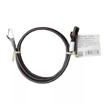 IT-BUDGET Cat.8.1 S/FTP patch kabel, 1m, crni, 40Gbps, 2000MHz, LSZH, PoE+ 90ITBFLEX81PK1S