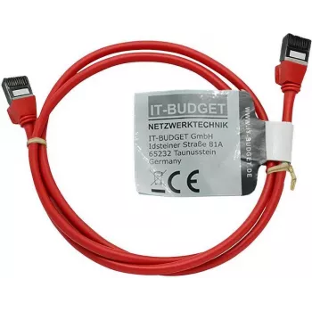 IT-BUDGET Cat.8.1 slim Ethernet patch kabel, S/FTP, 40 Gbps, 2000 MHz, LSZH, PoE+, crveni, 1 m 90ITBSLIM81PK1R