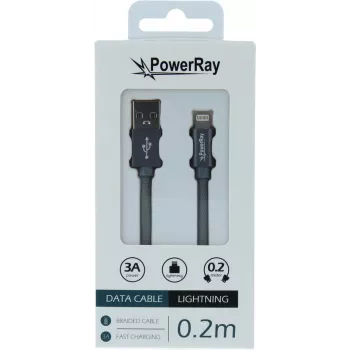PowerRay USB na Lightning podatkovni kabel 0,2 m tekstil sivi PR-DCUL020TGY