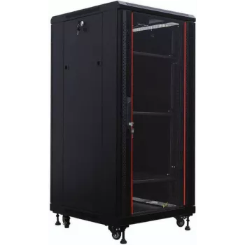 IT-BUDGET 19 inch mrežni ormar SRK - 27U - 600x600 mm - staklena/čelična vrata - Flatpack - crni (90ITB19SRK2766GSN)