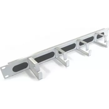 IT-BUDGET 19 inch panel za upravljanje kabelima s četkom i 4 metalna kabelska nosača, 1U, svijetlosivi 90ITBKDFPMB1HEG