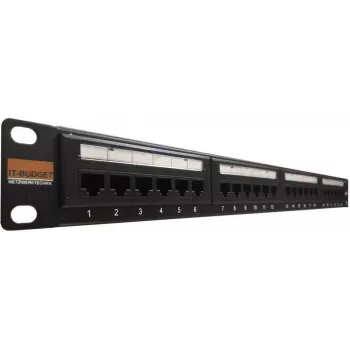 IT-BUDGET 19 inch patch panel - 24 porta - Cat.6 - 250MHz - neoklopljeni - 1U - crni (90ITBPP6US)