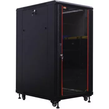 IT-BUDGET 19 inch serverski ormar SRK - 27U - 800x1000 mm - staklena/čelična vrata - kabelski kanali - montiran - crni 99ITB19SRK27810GSNM