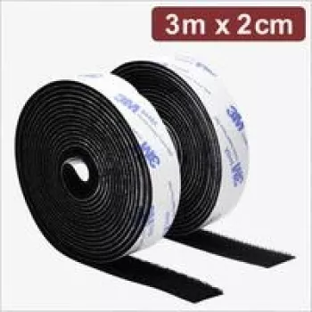 Quadrios 24CA320 Self-Adhesive Hook and Loop Tape, 3 m x 2 cm, Black
