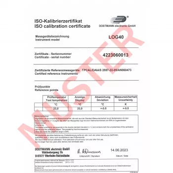 TFA Dostmann LOG40 ISO kalibrirani temperaturni zapisivač podataka USB PDF, -40 do +60 °C