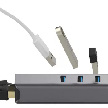 EXSYS EX-1133-N-3 USB 3.2 Gen 1 hub s 3x USB-A priključka i Gigabit Ethernet (USB-C)