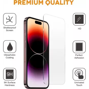 CYOO Pro zaštitna folija za zaslon za Apple iPhone 15 Plus - kaljeno staklo, tvrdoća 9H, 2,5D zaobljeni rubovi, ljepilo po cijeloj površini, ugradnja bez mjehurića CY123297