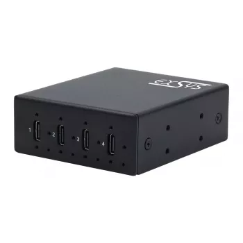 EXSYS EX-12274HMS USB 3.2 Gen 2x1 4-portni industrijski metalni hub, 10Gbps, 15KV ESD, zidna/DIN montaža