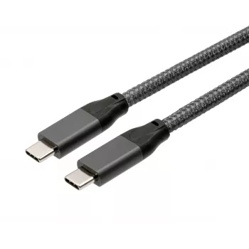 EXSYS EX-K1596-1.0 USB-C na USB-C kabel, USB 3.2 Gen 2x2, 20 Gbps, 100W PD, pleteni sivi, 1,0m