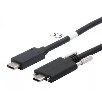 EXSYS USB 3.2 Gen 2x1 Cable C-C with Knurled Screws, 1m, Black (EX-K1591V-1.0)