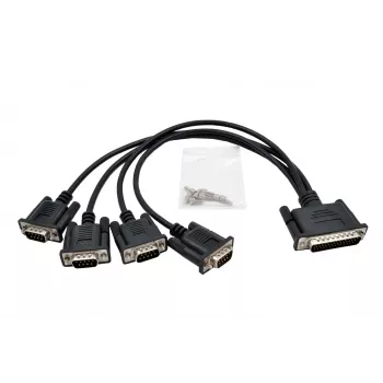 EXSYS EX-OPTC44-9-SM Octopus Cable 4 x 9 Pin Serial RS-232 Breakout Cable, HD44 Male to 4x DB9 Male, 0.6m, Black