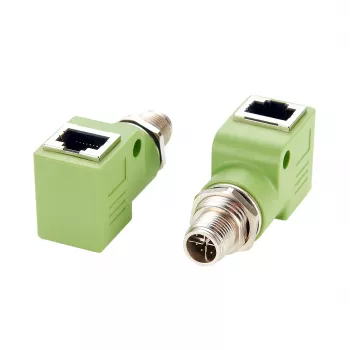 EXSYS M12 X-kodirani 8-polni utikač na RJ45 utičnicu 90° industrijski Ethernet adapter, 10Gbps, IP67, oklopljeni EX-49542
