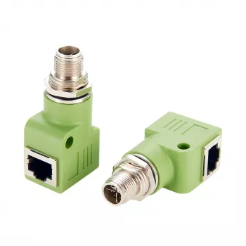 EXSYS M12 X-kodirani 8-polni utikač na RJ45 utičnicu 90° industrijski Ethernet adapter, 10Gbps, IP67, oklopljeni EX-49542