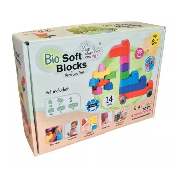 Gerardo's Toys GT3100 set mekanih kockica s kotačićima, 14 dijelova (10 kockica + 4 kotačića)
