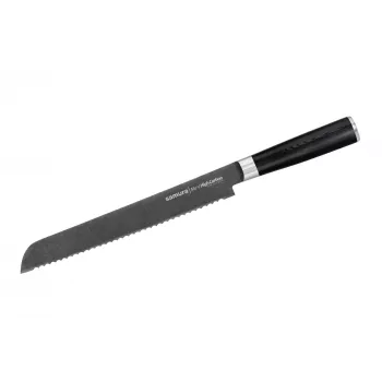 SAMURA Harakiri nož za kruh 230 mm, Stonewash čelik AUS-8, nazubljeno sječivo, crna ABS ručka