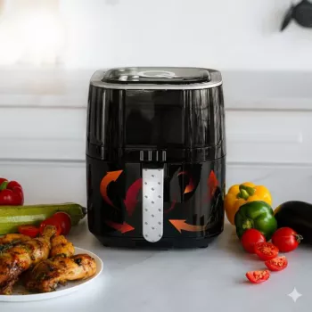 QUIN 4,5L digitalna friteza na vrući zrak, 1500W, 80-200°C, 60-Min timer, 8 unaprijed postavljenih programa, crna