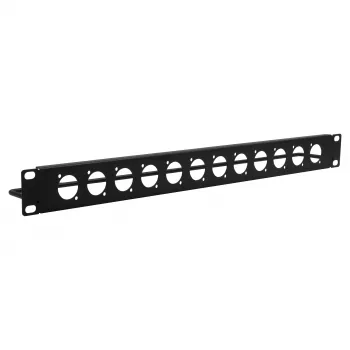 EXSYS EX-49299 19 inch 1U Rack Panel with 12 D-Type Cutouts and Cable Management Bar