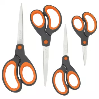 Rapesco Soft Grip Scissors Set, 4 Pieces, Stainless Steel Blades, Assorted Sizes 1577