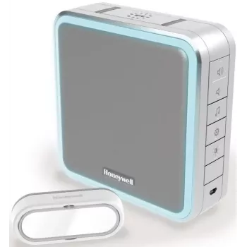 Honeywell DC915SGL bežično zvono na vratima, set, domet 200 m, 90 dB, 8 melodija, srebrno-sivo