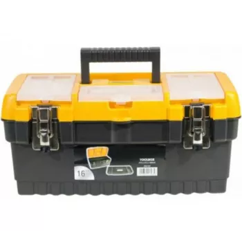 EXERTIS CONNECT Plastic Tool Case with Metal Latches, 486 x 267 x 242 mm, Integrated Lid Compartments for Small Parts (818102)