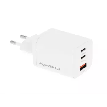 MOVANO GaN 65W 2x USB-C PD + USB-A punjač (bijeli)