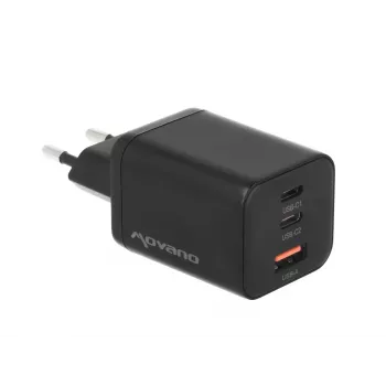 MOVANO GaN 65W 2x USB-C PD + USB-A punjač (crni)