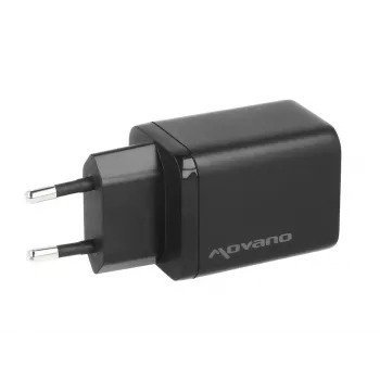 MOVANO GaN 45W USB-C PD + USB-A zidni punjač (crni)