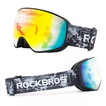 Rockbros SP284 dječje skijaške naočale protiv magljenja UV400 sivo staklo crveno zrcalo crne