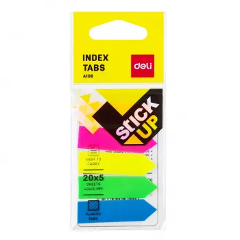 DELI Stick Up Index Flags PP 50x12 mm 100 Sheets Assorted Colors (D338199)
