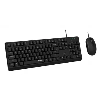 Rapoo NX1500 Wired Keyboard and Mouse Combo, Full-Size QWERTZ, Black R-13100