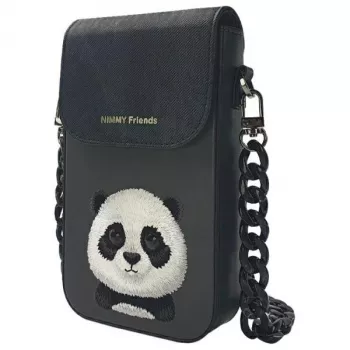 Nimmy Big Eyed Pet 2.0 Panda torbica za mobitel - crna PU koža
