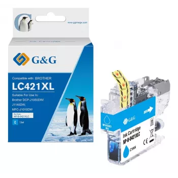 G&G kompatibilna Brother LC421XLC tintna patrona visokog kapaciteta cijan (500 stranica)
