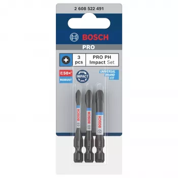 Bosch 2608522491 Phillips PH2 set bitova, 3 komada, 25 mm, šesterokutni prihvat 1/4 inch