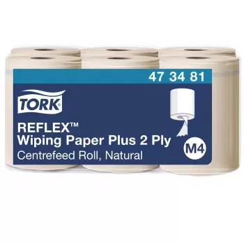 Tork Reflex Advanced M4 role papira za brisanje Centrefeed, 2-slojne, prirodne, 429 listova, 6 rola 473481