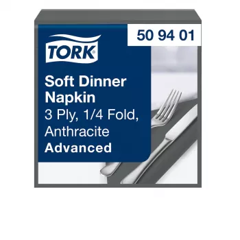 TORK Soft Dinner Advanced Anthracite 3-slojne salvete 39 x 39,5 cm, 100 kom. (509401)