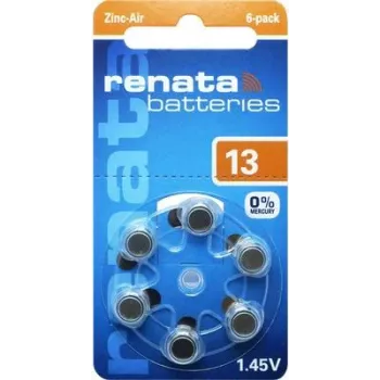Renata ZA13.DP6 0HG cink-zrak baterija za slušni aparat PR48, 1,4 V, 305 mAh, pakiranje od 6