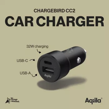Aqiila CHARGEBIRD CC2 punjač za automobil crni, 32 W (AQCCCC2CBI403)