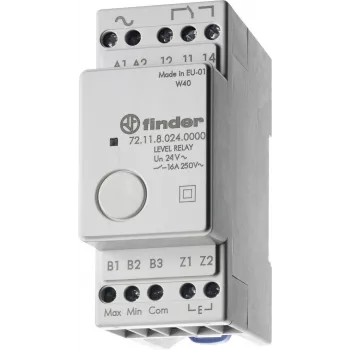 Finder 72.11.9.024.0000 relej za nadzor razine, 24V AC/DC, fiksna osjetljivost 150 kΩ, 1 CO 10A, za DIN tračnicu