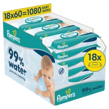 Pampers Aqua vlažne maramice za bebe, 18 pakiranja, 1080 kom.